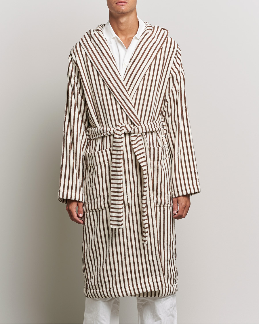 Herr | Pyjamas & Morgonrockar | Tekla | Organic Terry Hooded Bathrobe Kodiak Stripes