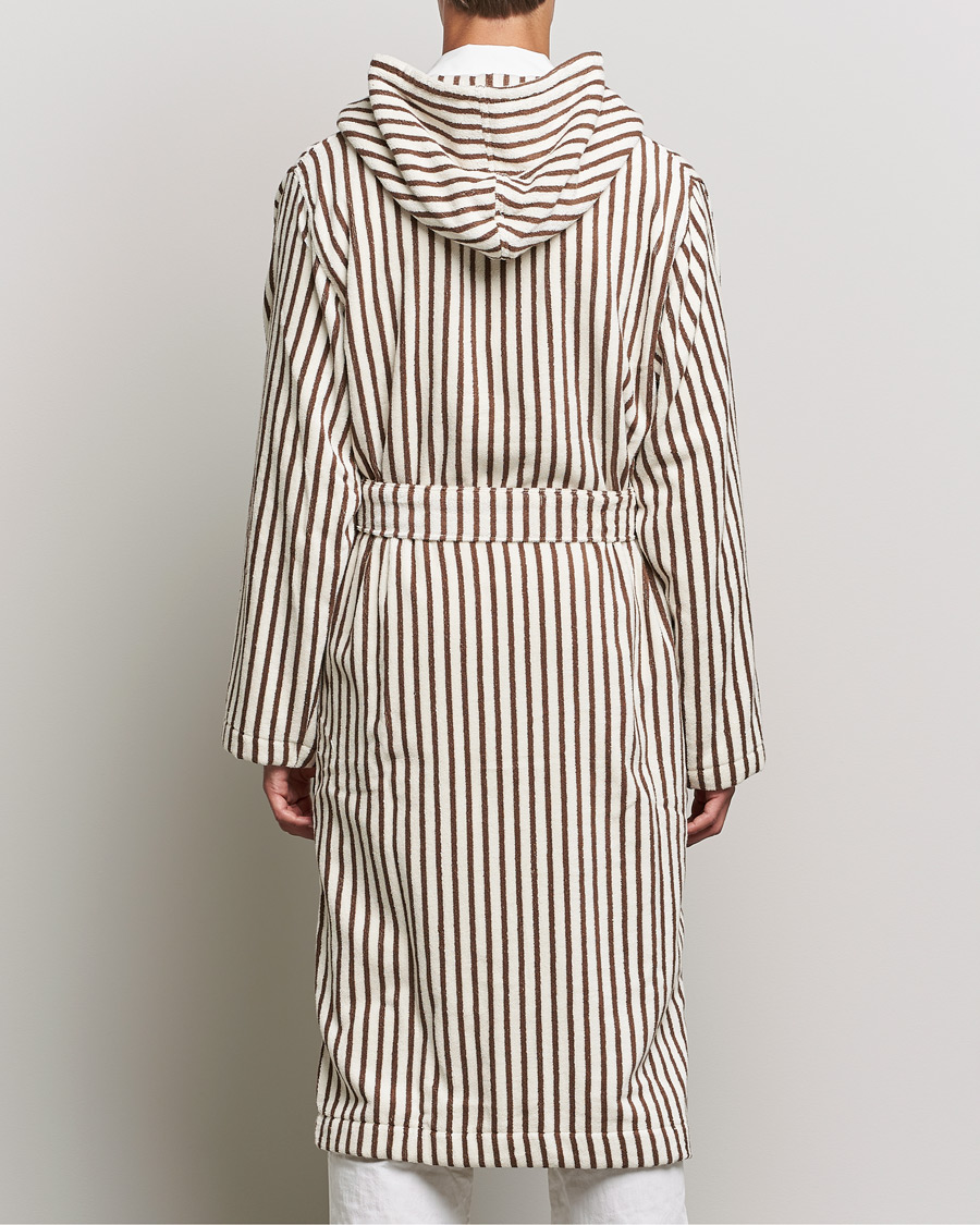 Herr | Pyjamas & Morgonrockar | Tekla | Organic Terry Hooded Bathrobe Kodiak Stripes