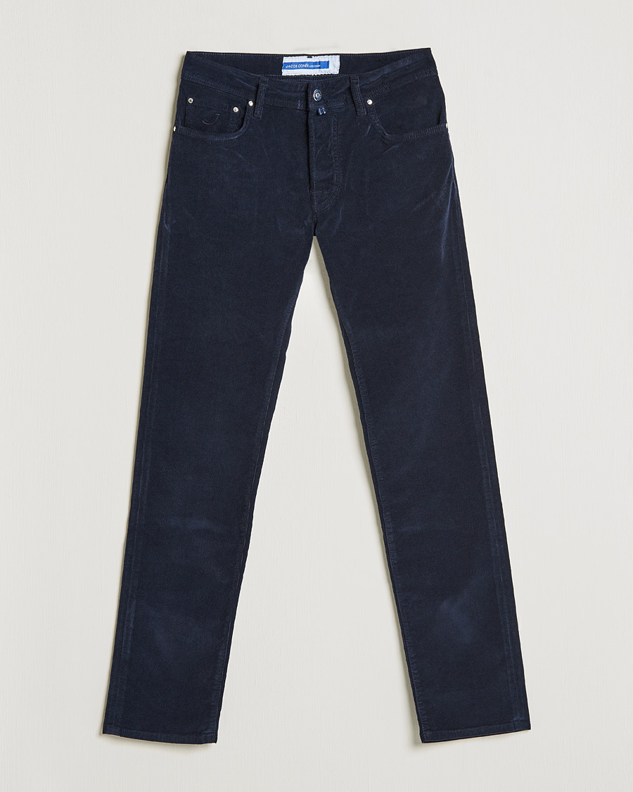 Herr | Byxor | Jacob Cohën | Bard 5-Pocket Corduroy Trousers Navy