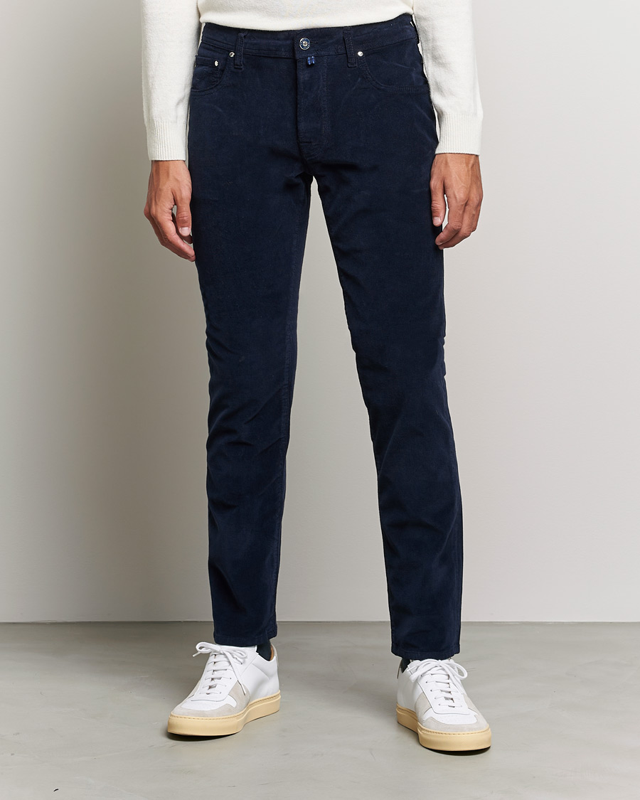 Herr | Byxor | Jacob Cohën | Bard 5-Pocket Corduroy Trousers Navy