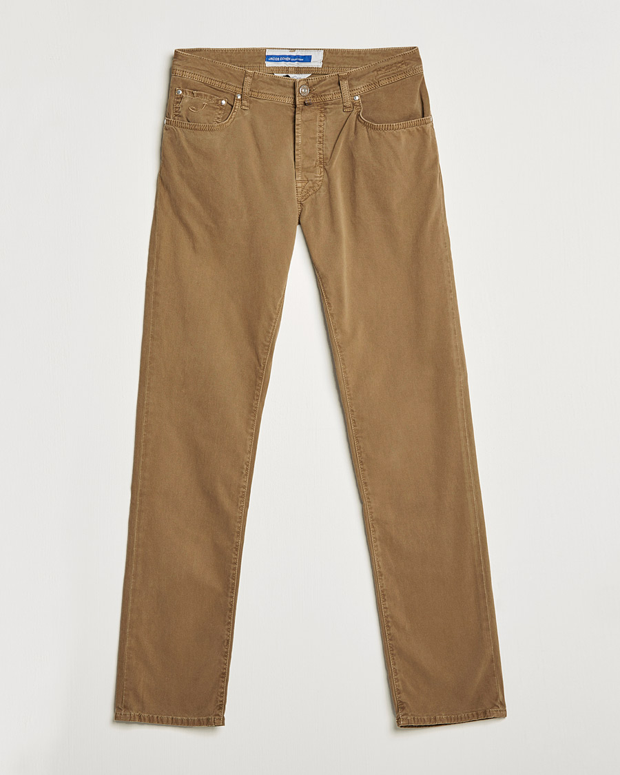 Herr | Byxor | Jacob Cohën | Bard 5-Pocket Cotton Trousers Light Brown