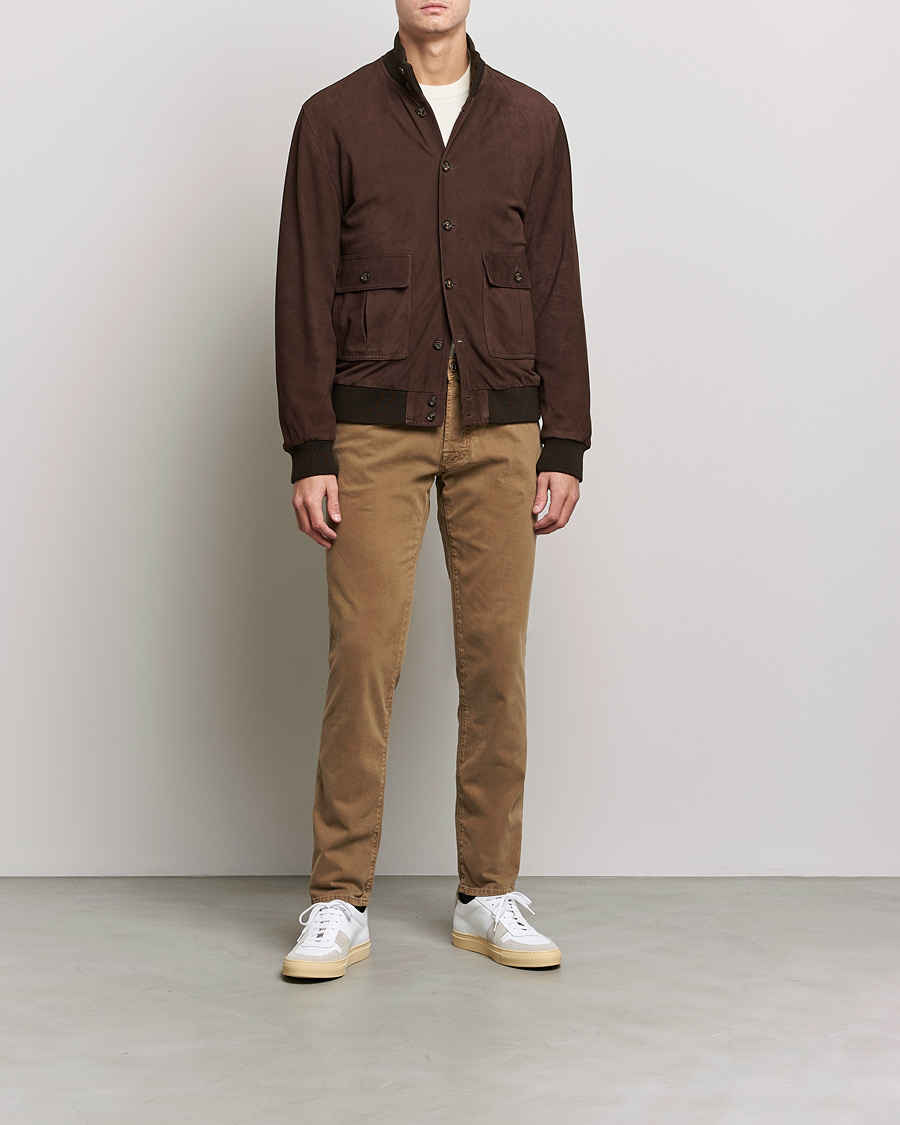 Herr | 5-ficksbyxor | Jacob Cohën | Bard 5-Pocket Cotton Trousers Light Brown