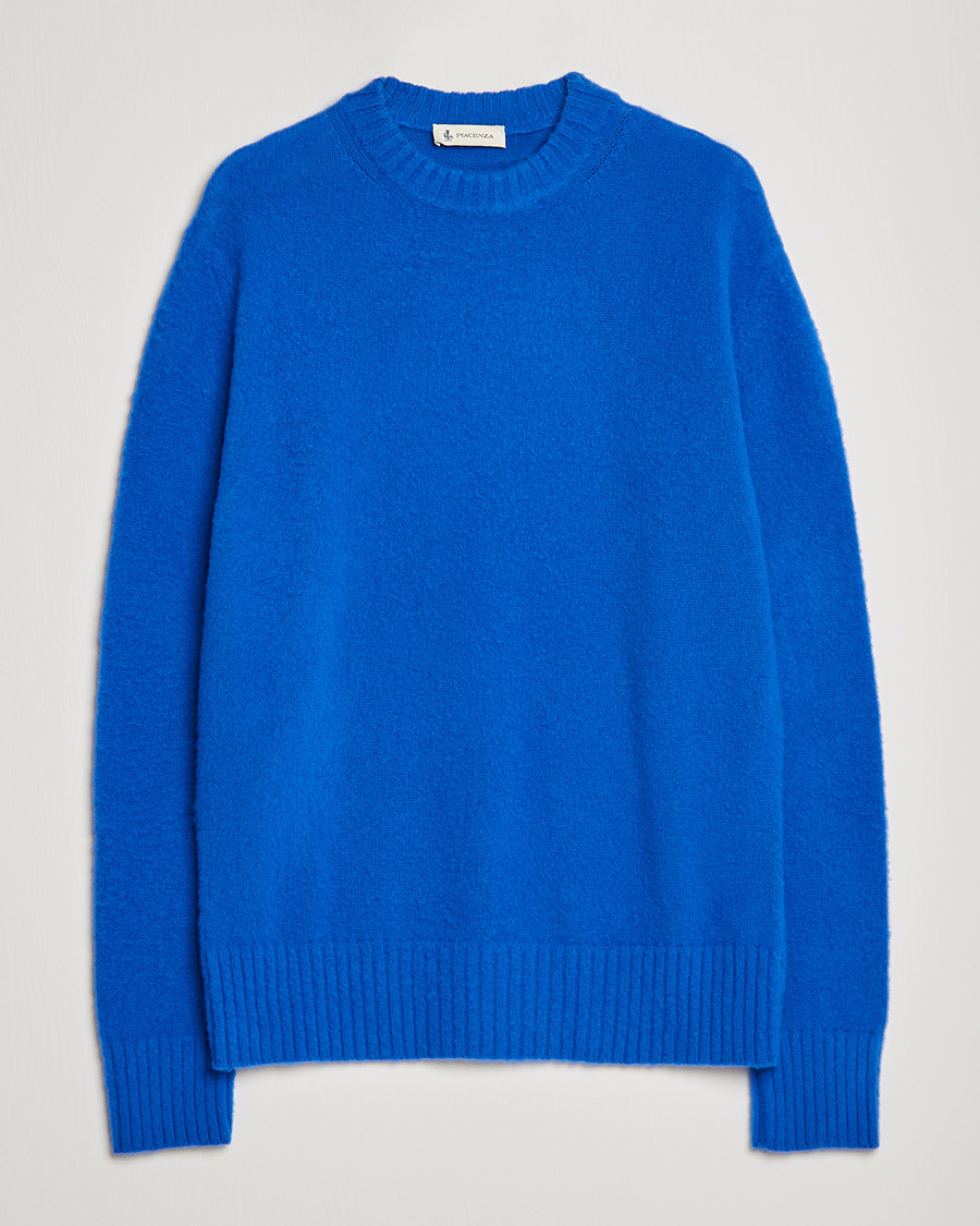Herr | Tröjor | Piacenza Cashmere | Brushed Wool Crew Neck Royal Blue