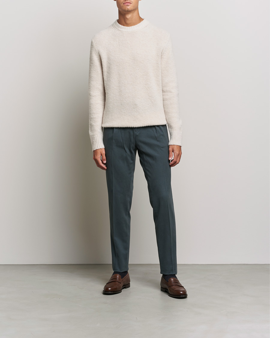 Herr | Tröjor | Piacenza Cashmere | Brushed Wool Crew Neck Beige