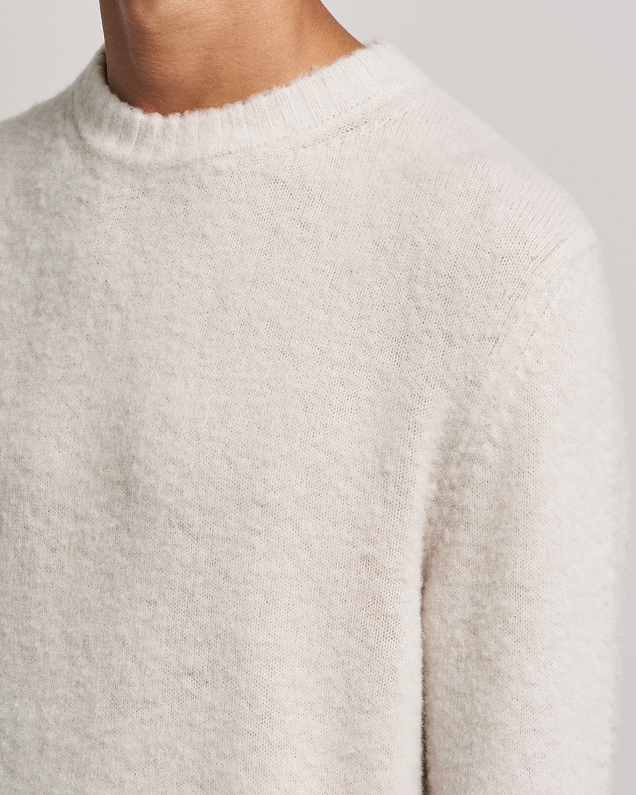 Herr | Tröjor | Piacenza Cashmere | Brushed Wool Crew Neck Beige