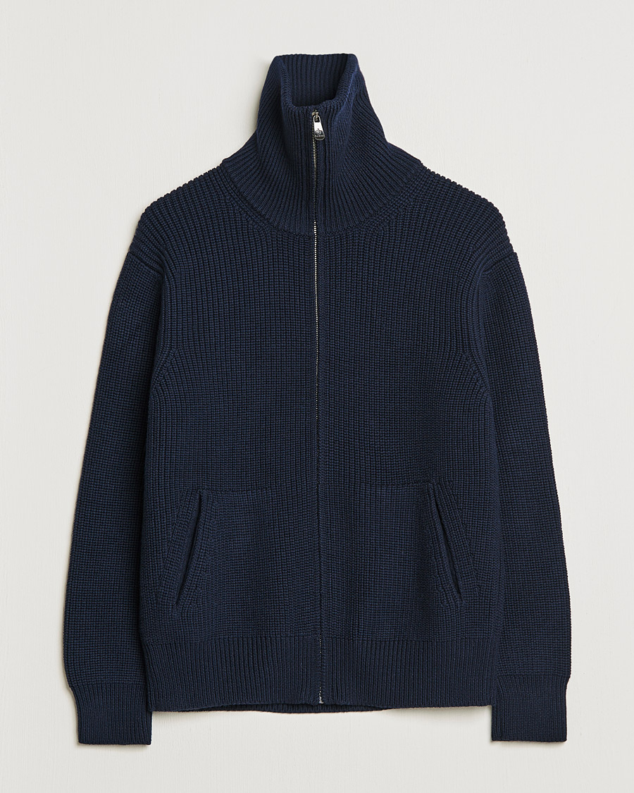 Herr | Tröjor | Piacenza Cashmere | Heavy Zip Cardigan Navy