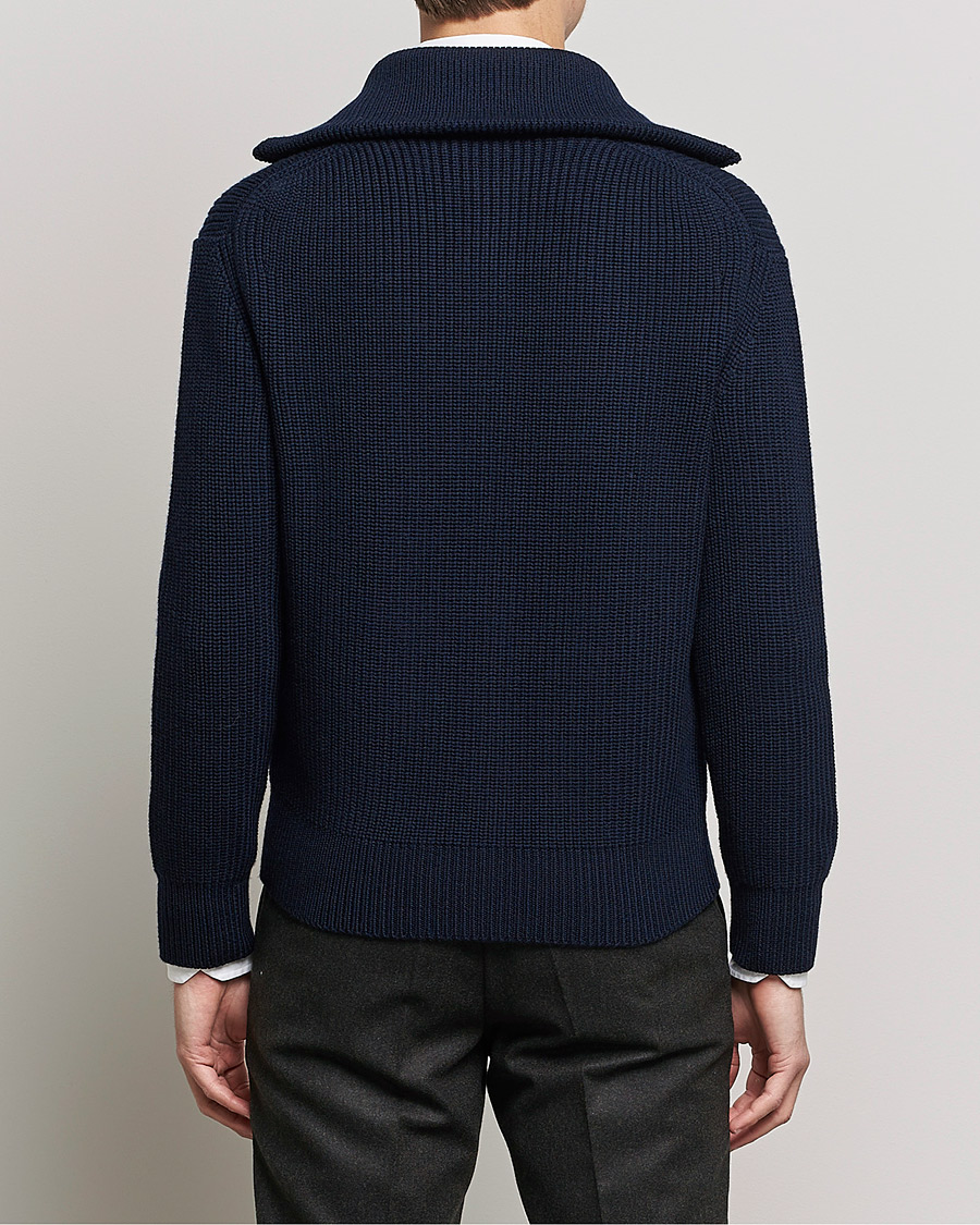 Herr | Tröjor | Piacenza Cashmere | Heavy Zip Cardigan Navy