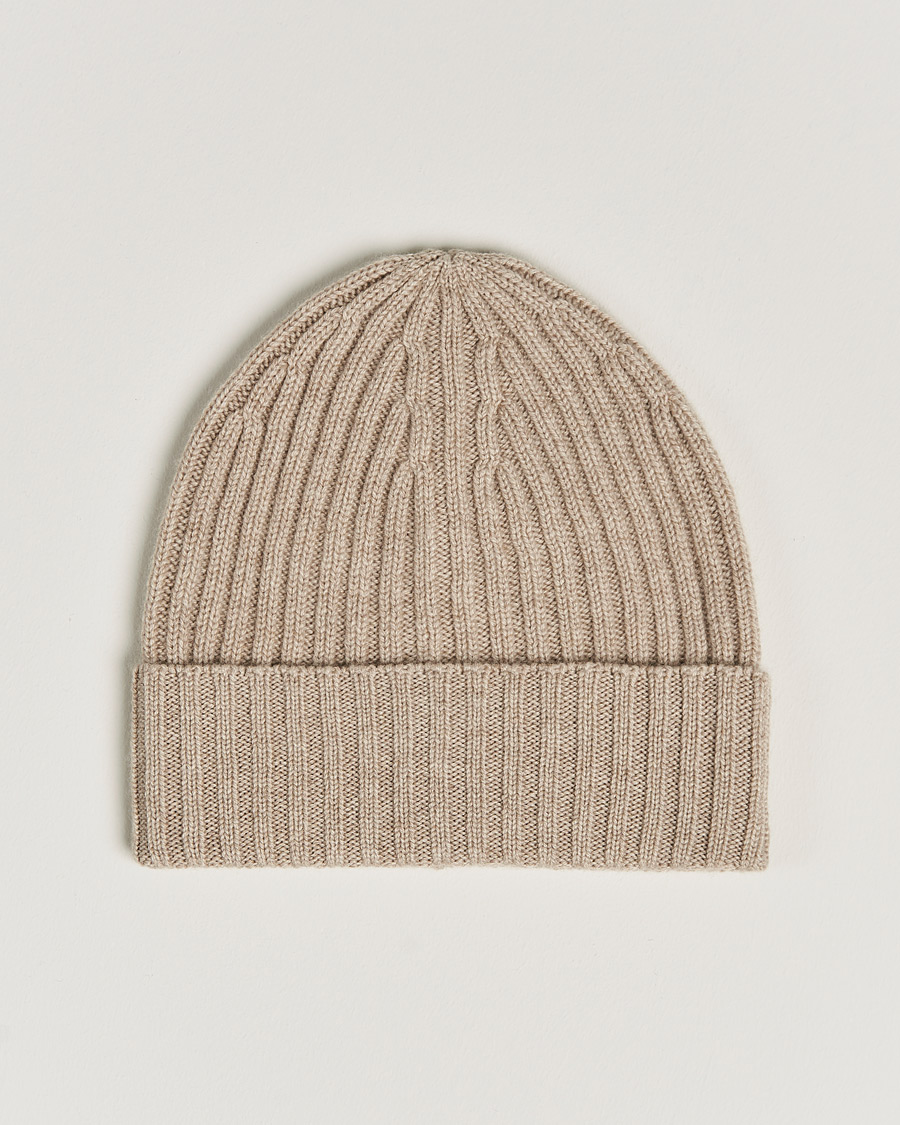 Herr | Piacenza Cashmere Ribbed Cashmere Beanie Light Beige | Piacenza Cashmere | Ribbed Cashmere Beanie Light Beige
