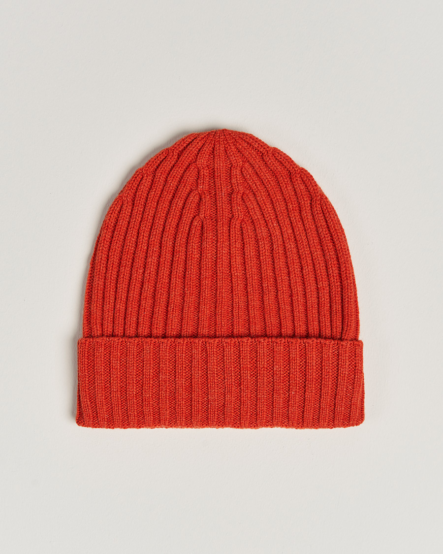 Herr | Piacenza Cashmere Ribbed Cashmere Beanie Orange | Piacenza Cashmere | Ribbed Cashmere Beanie Orange