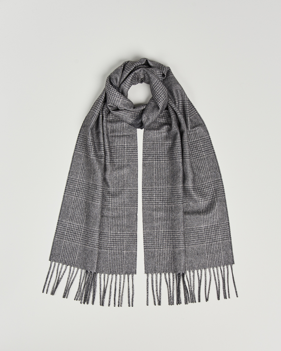Herr | Piacenza Cashmere Cashmere/Silk Glencheck Scarf Light Grey | Piacenza Cashmere | Cashmere/Silk Glencheck Scarf Light Grey