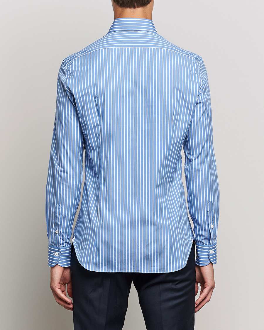 Herr | Skjortor | Mazzarelli | Soft Button Down Stripe Shirt Blue/White
