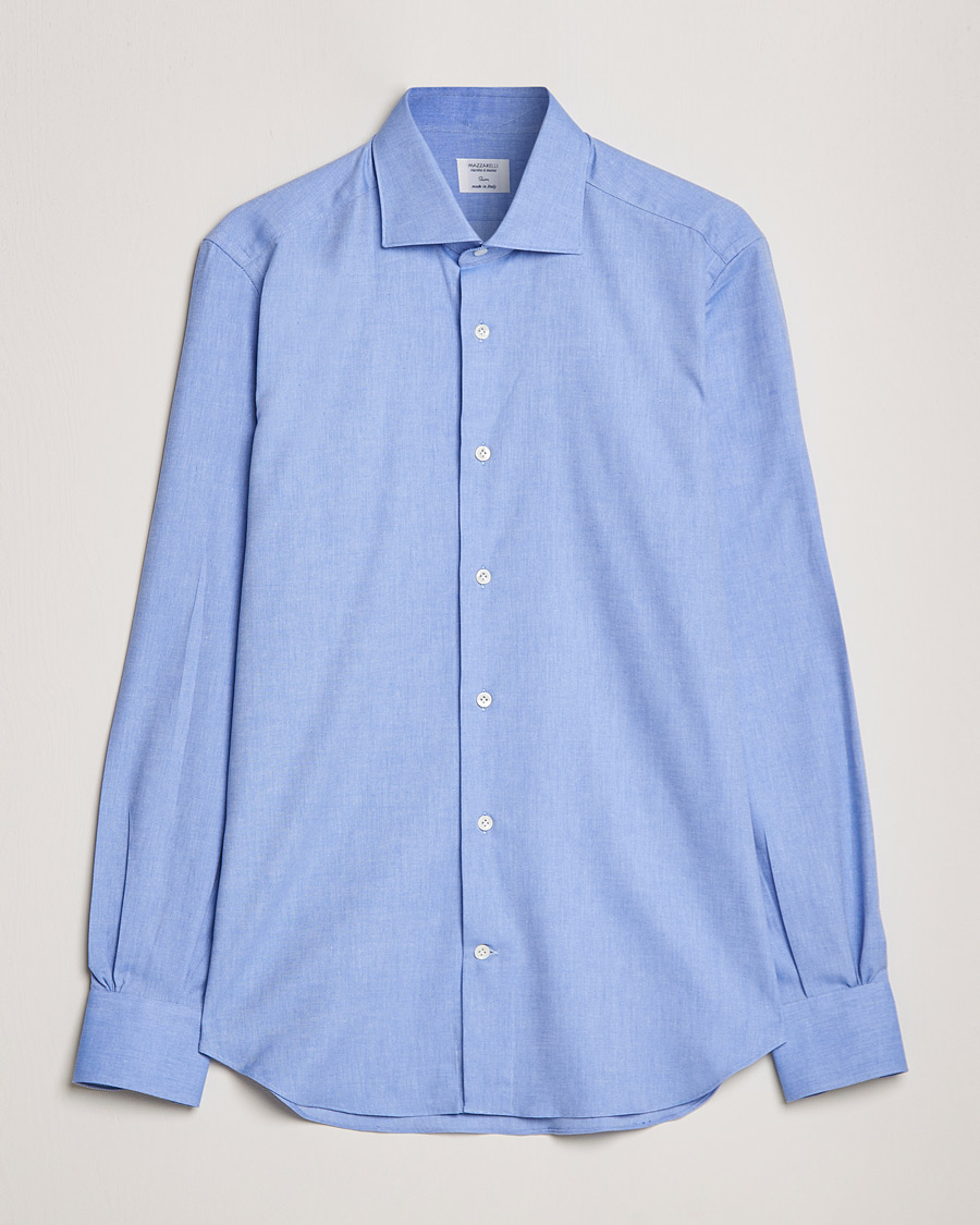 Herr | Skjortor | Mazzarelli | Soft Twill Cotton Shirt Light Blue