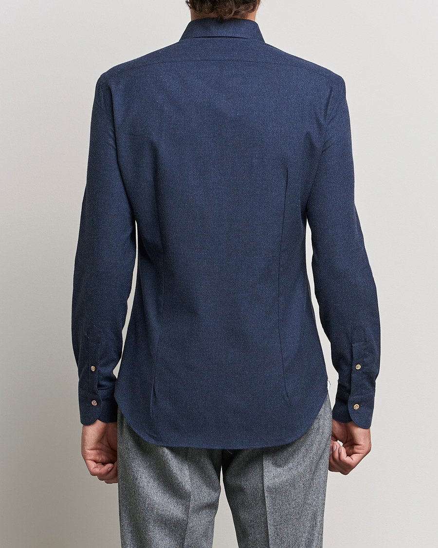 Herr | Skjortor | Mazzarelli | Soft Flannel Shirt Navy
