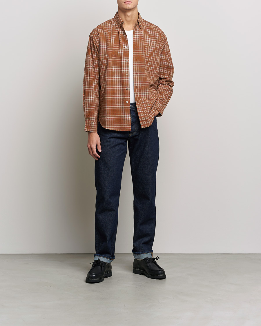 Herr | Skjortor | Snow Peak | Warm Cotton Button Down Shirt Brown Check