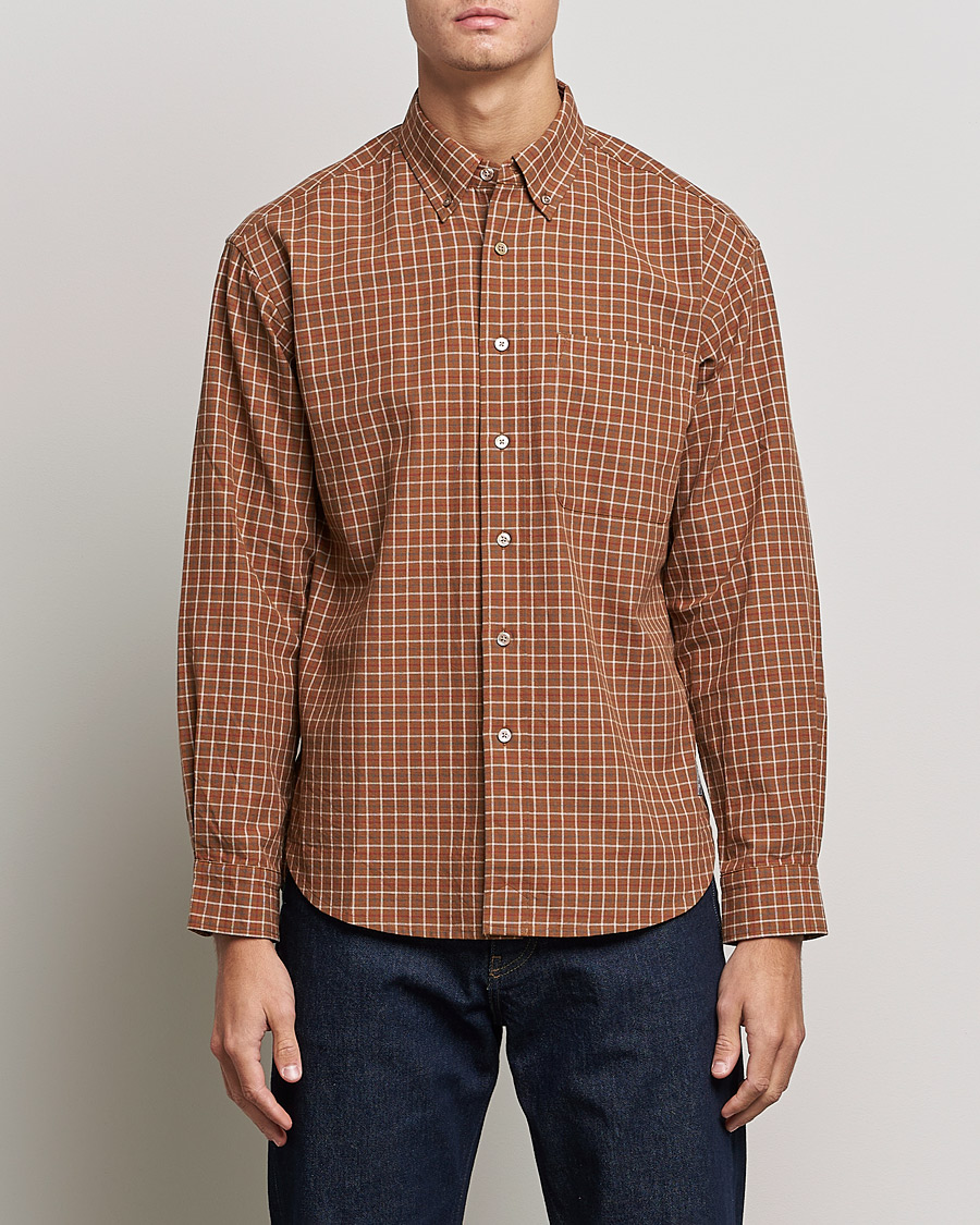 Herr | Skjortor | Snow Peak | Warm Cotton Button Down Shirt Brown Check
