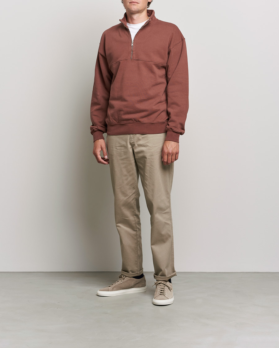 Herr | Tröjor | Colorful Standard | Classic Organic Half-Zip Cinnamon Brown