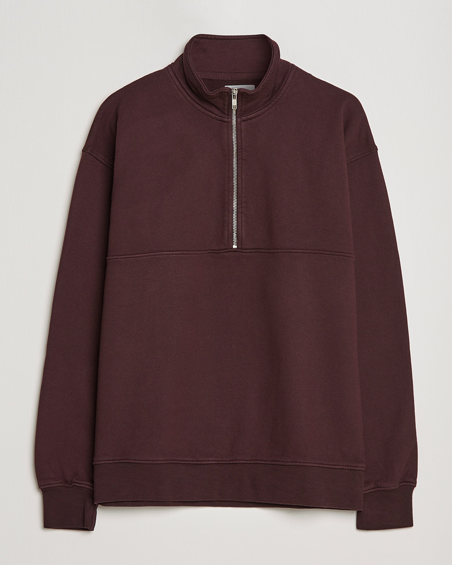 Herr | Tröjor | Colorful Standard | Classic Organic Half-Zip Oxblood Red