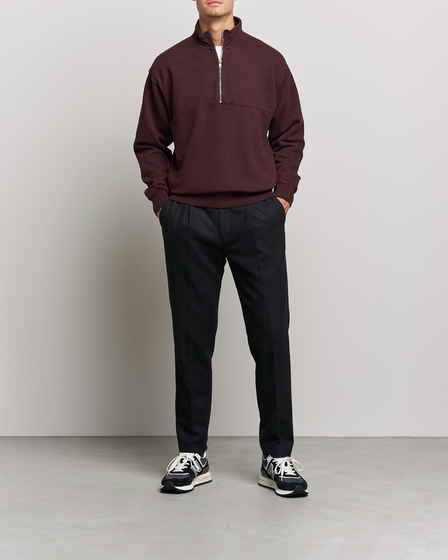 Herr | Tröjor | Colorful Standard | Classic Organic Half-Zip Oxblood Red