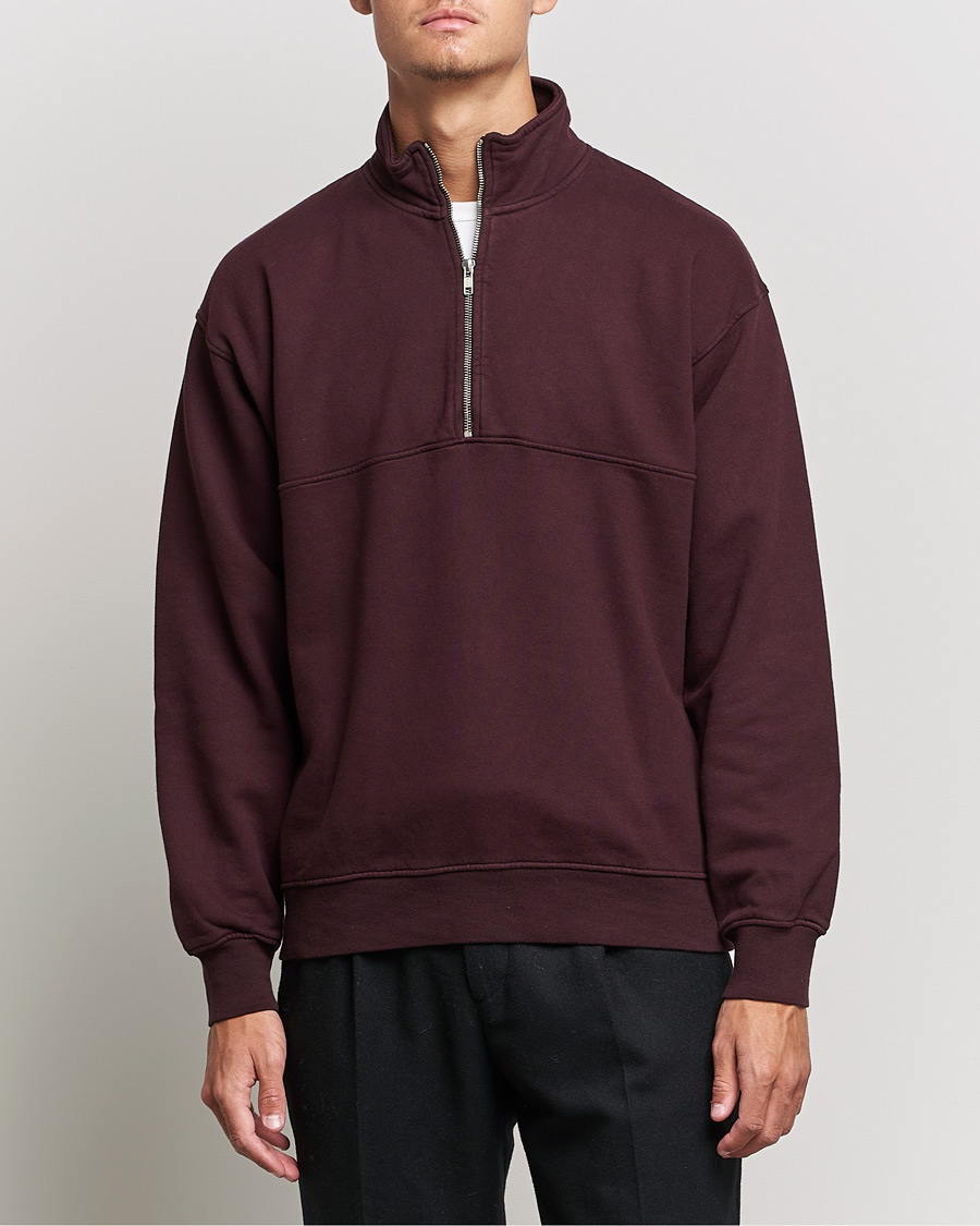 Herr | Tröjor | Colorful Standard | Classic Organic Half-Zip Oxblood Red
