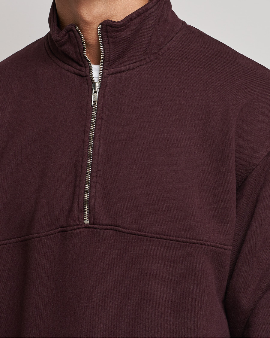 Herr | Tröjor | Colorful Standard | Classic Organic Half-Zip Oxblood Red