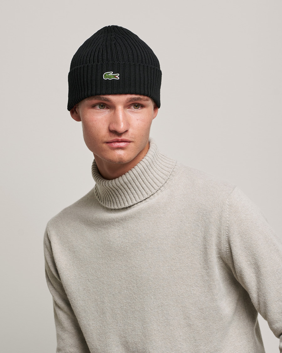 Herr |  | Lacoste | Wool Knitted Beanie Black