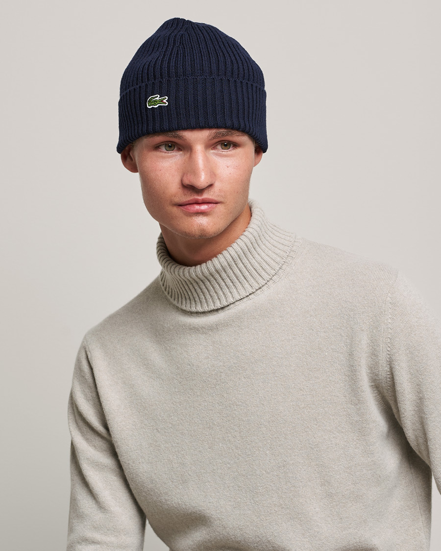 Herr |  | Lacoste | Wool Knitted Beanie Navy 