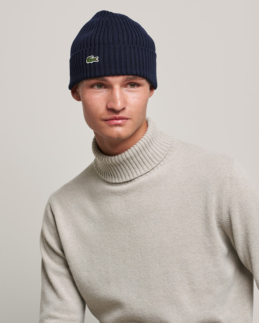 Herr |  | Lacoste | Wool Knitted Beanie Navy