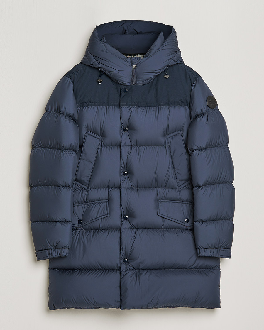 Herr | Jackor | Woolrich | Microfiber Sierra Padded Parka Melton Blue