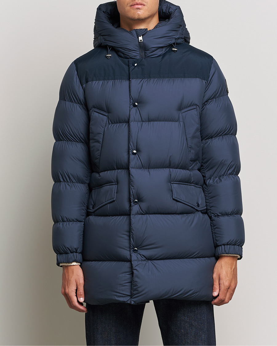 Herr | Jackor | Woolrich | Microfiber Sierra Padded Parka Melton Blue