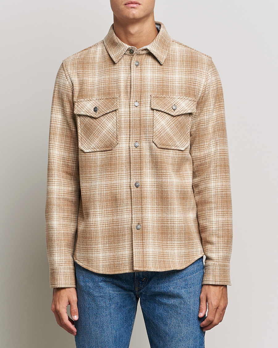 Herr | Skjortor | Woolrich | Alaskan Melton Wool Overshirt Camel Hunting