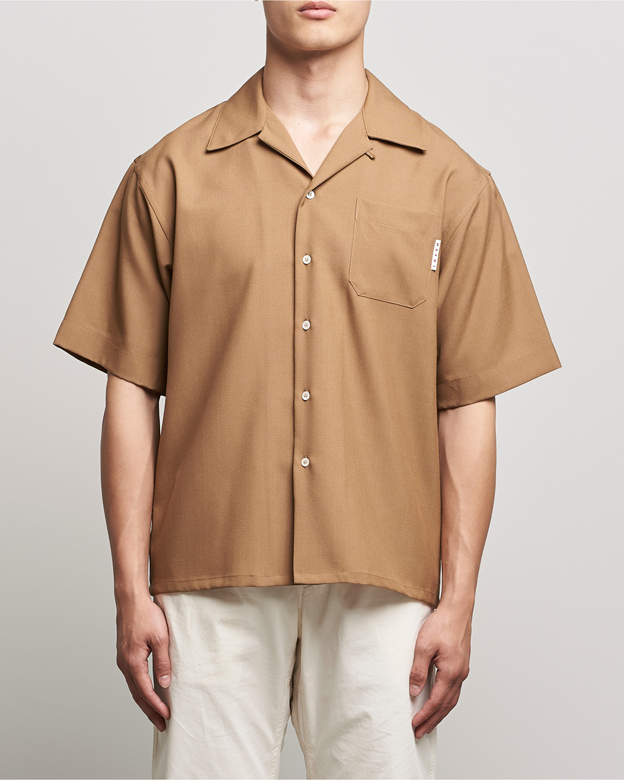 Herr | Kortärmade skjortor | Marni | Tropical Wool Bowling Shirt Beige