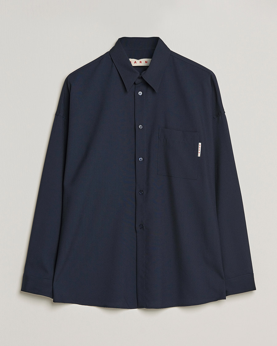 Herr | Skjortor | Marni | Tropical Wool Oversize Shirt Blublack