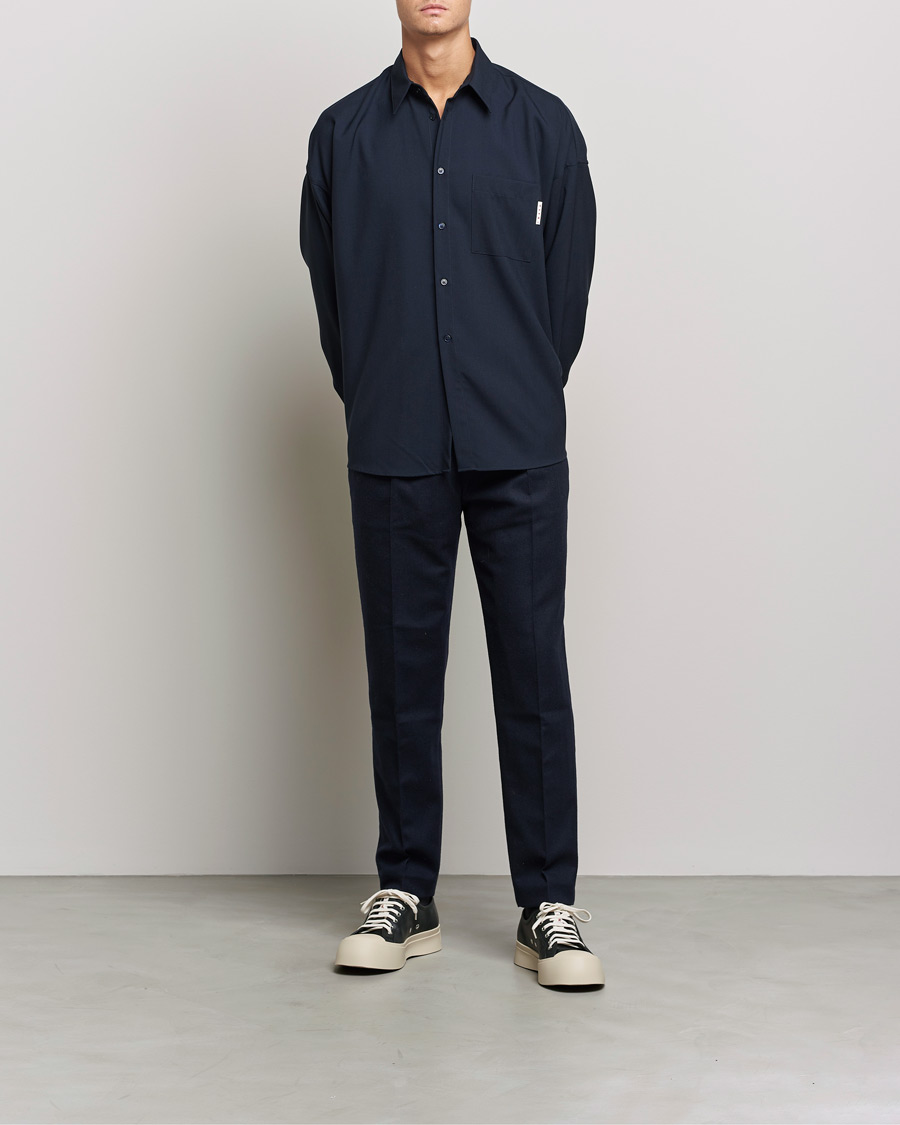 Herr | Skjortor | Marni | Tropical Wool Oversize Shirt Blublack
