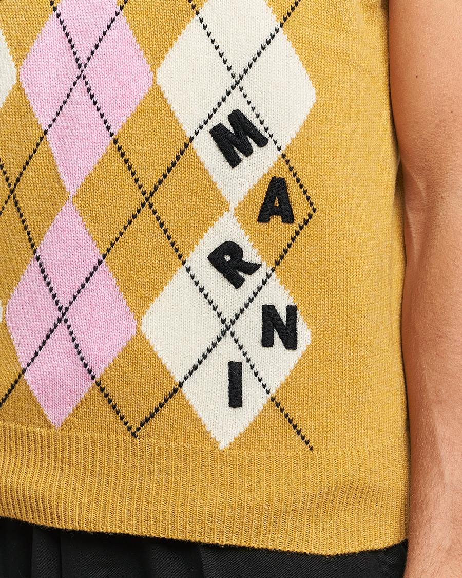 Herr | Tröjor | Marni | Shetland Argyle Knit Vest White/Yellow
