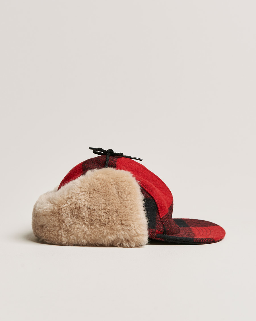 Herr | Filson Double Mackinaw Wool Cap Red Black Plaid | Filson | Double Mackinaw Wool Cap Red Black Plaid