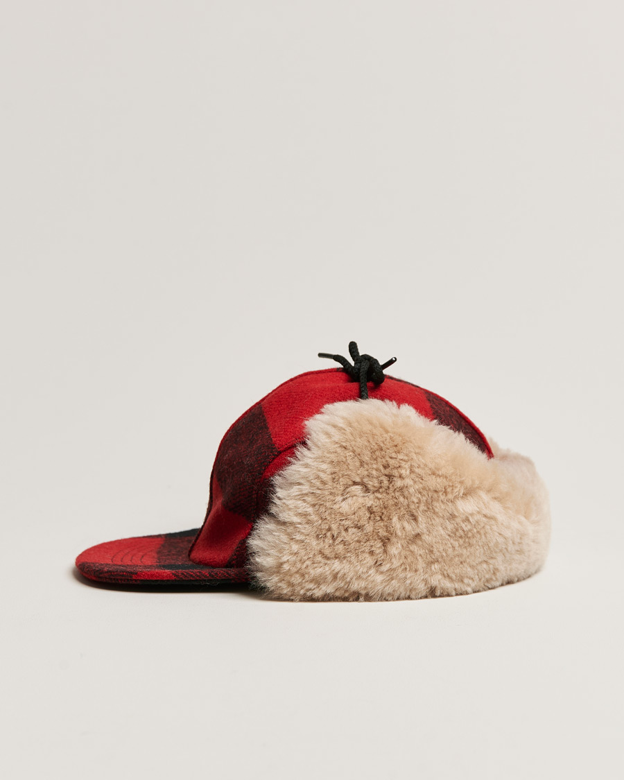Herr | Filson Double Mackinaw Wool Cap Red Black Plaid | Filson | Double Mackinaw Wool Cap Red Black Plaid