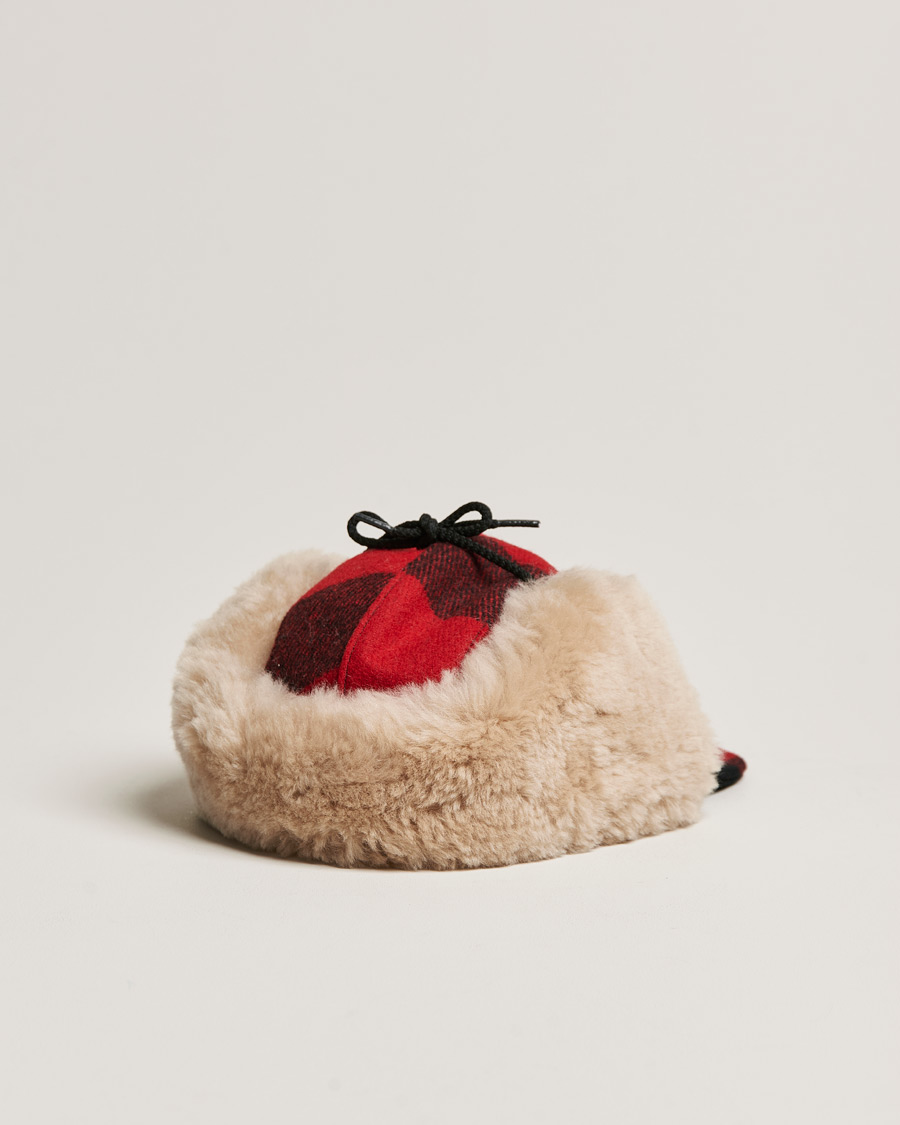Herr | Filson Double Mackinaw Wool Cap Red Black Plaid | Filson | Double Mackinaw Wool Cap Red Black Plaid