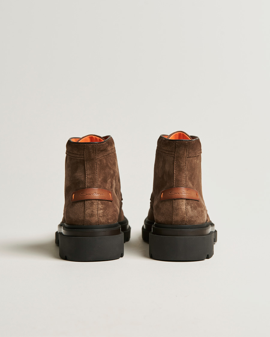 Herr | Santoni Brogue Winter Boot Dark Brown Suede | Santoni | Brogue Winter Boot Dark Brown Suede