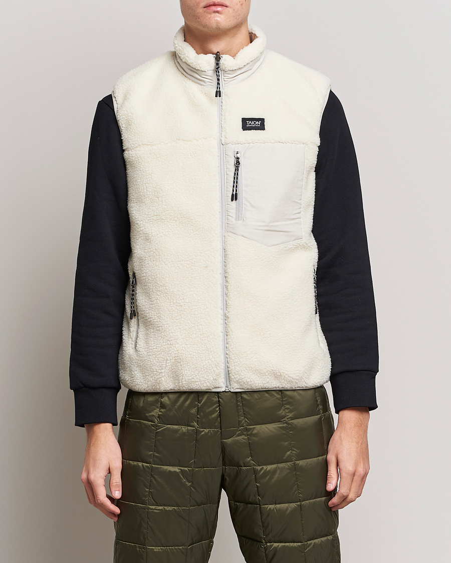Herr | Japanese Department | TAION | Reversible Fleece Vest Ice Grey/Ivory