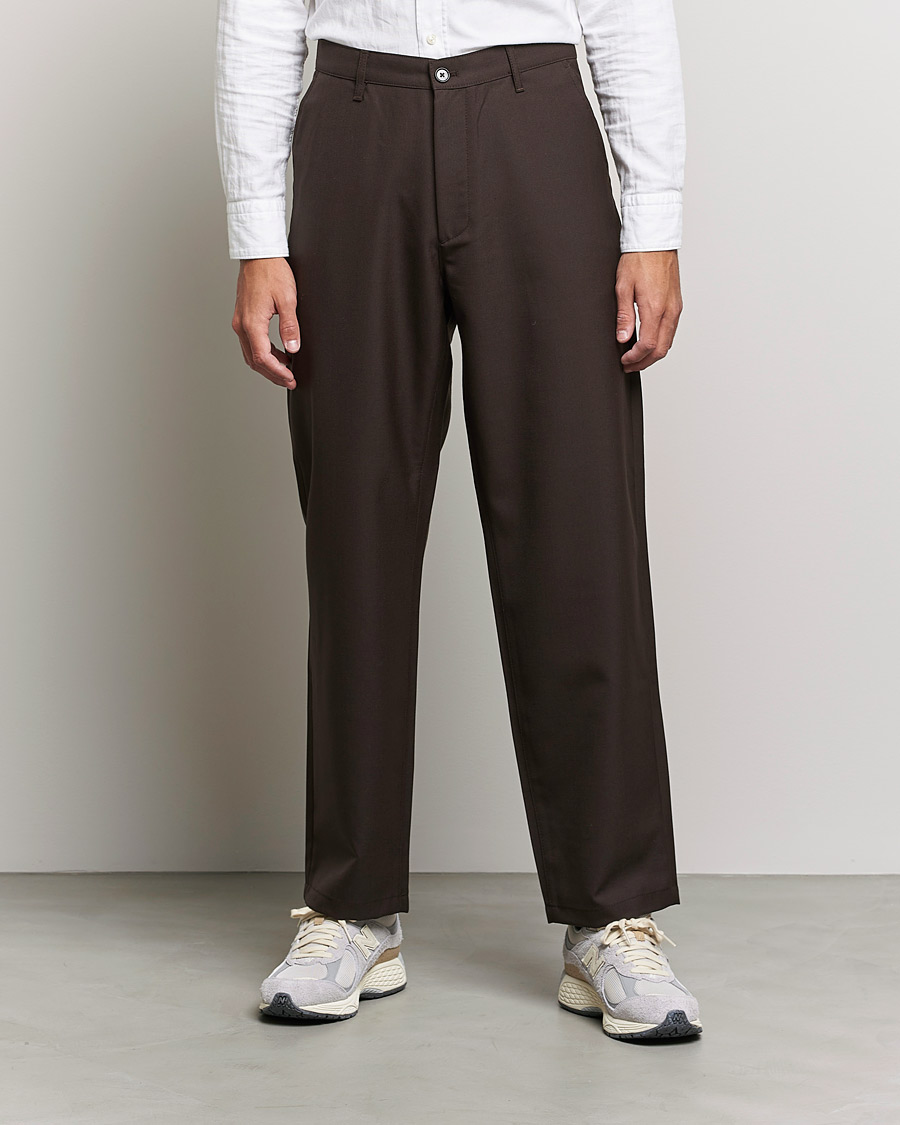 Herr | Byxor | Sunflower | Soft Wool Trousers Brown