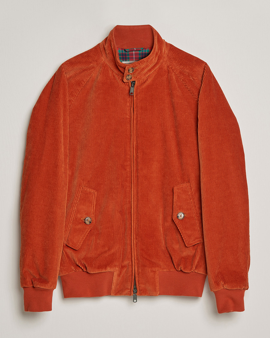 Herr | Jackor | Baracuta | G9 Padded Corduroy Harrington Jacket Dark Orange