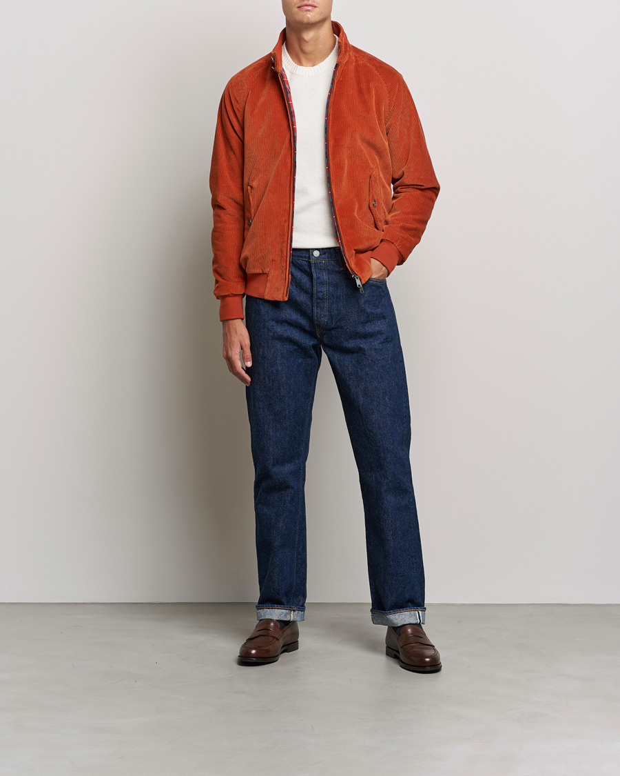 Herr | Jackor | Baracuta | G9 Padded Corduroy Harrington Jacket Dark Orange
