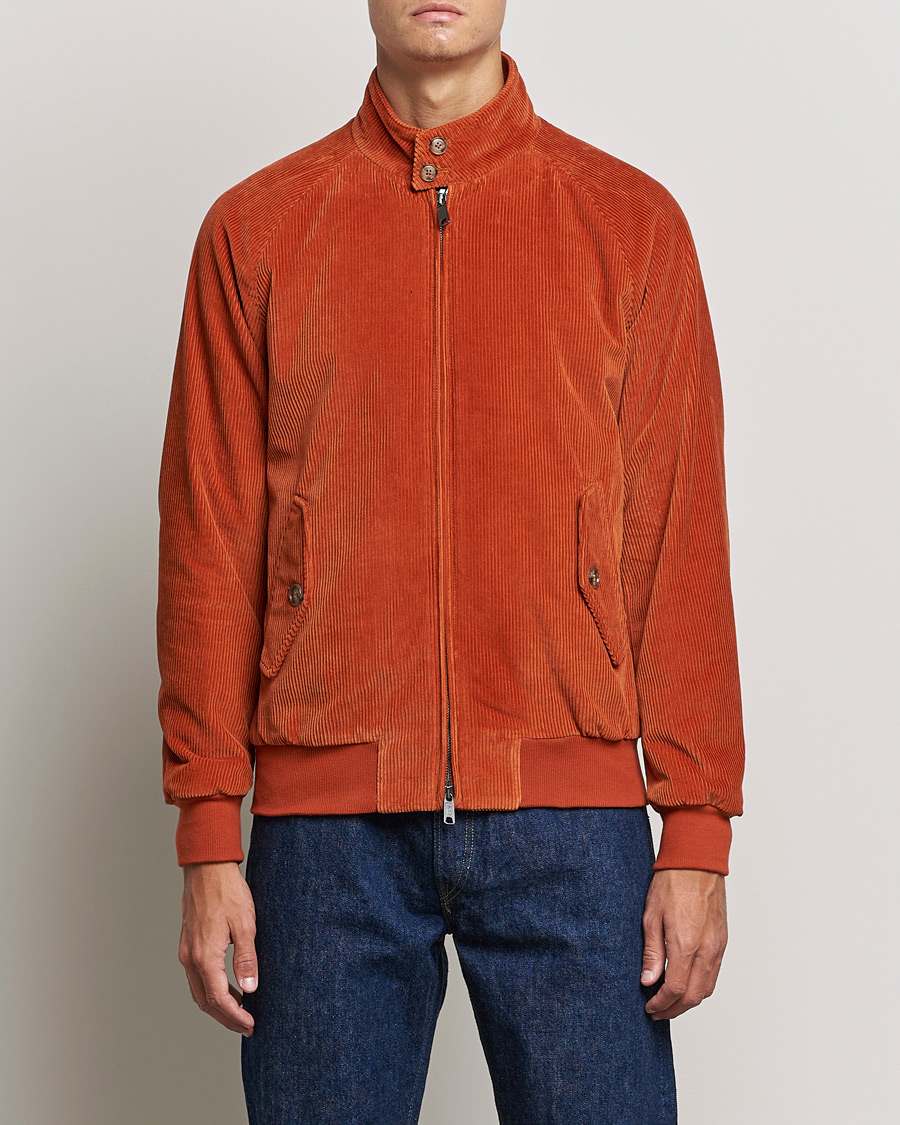Herr | Jackor | Baracuta | G9 Padded Corduroy Harrington Jacket Dark Orange