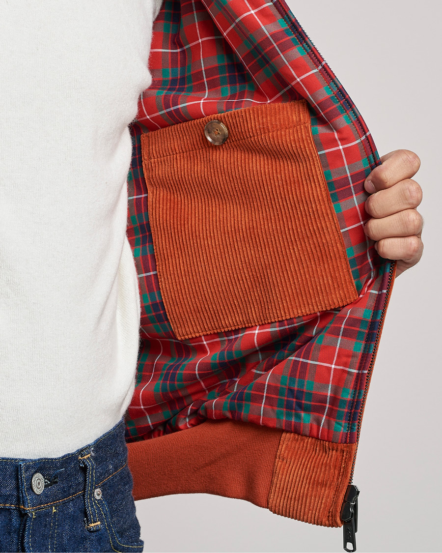 Herr | Jackor | Baracuta | G9 Padded Corduroy Harrington Jacket Dark Orange