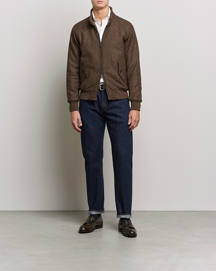 Herr | Jackor | Baracuta | G9 Herringbone Wool Jacket Brown