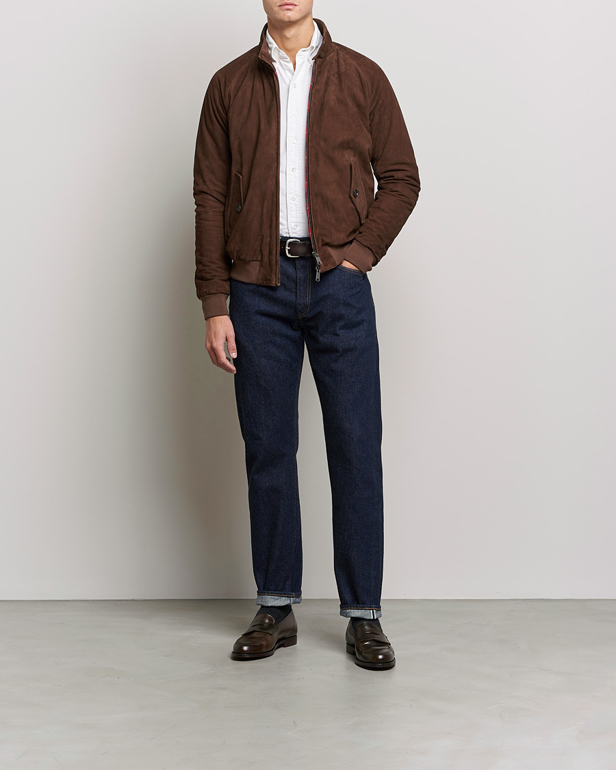 Herr | Jackor | Baracuta | G9 Winter Suede Harrington Jacket Chocolate