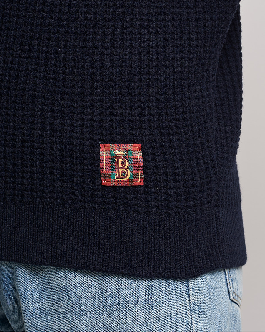 Herr | Tröjor | Baracuta | Wool Waffle Knit Turtleneck Dark Navy
