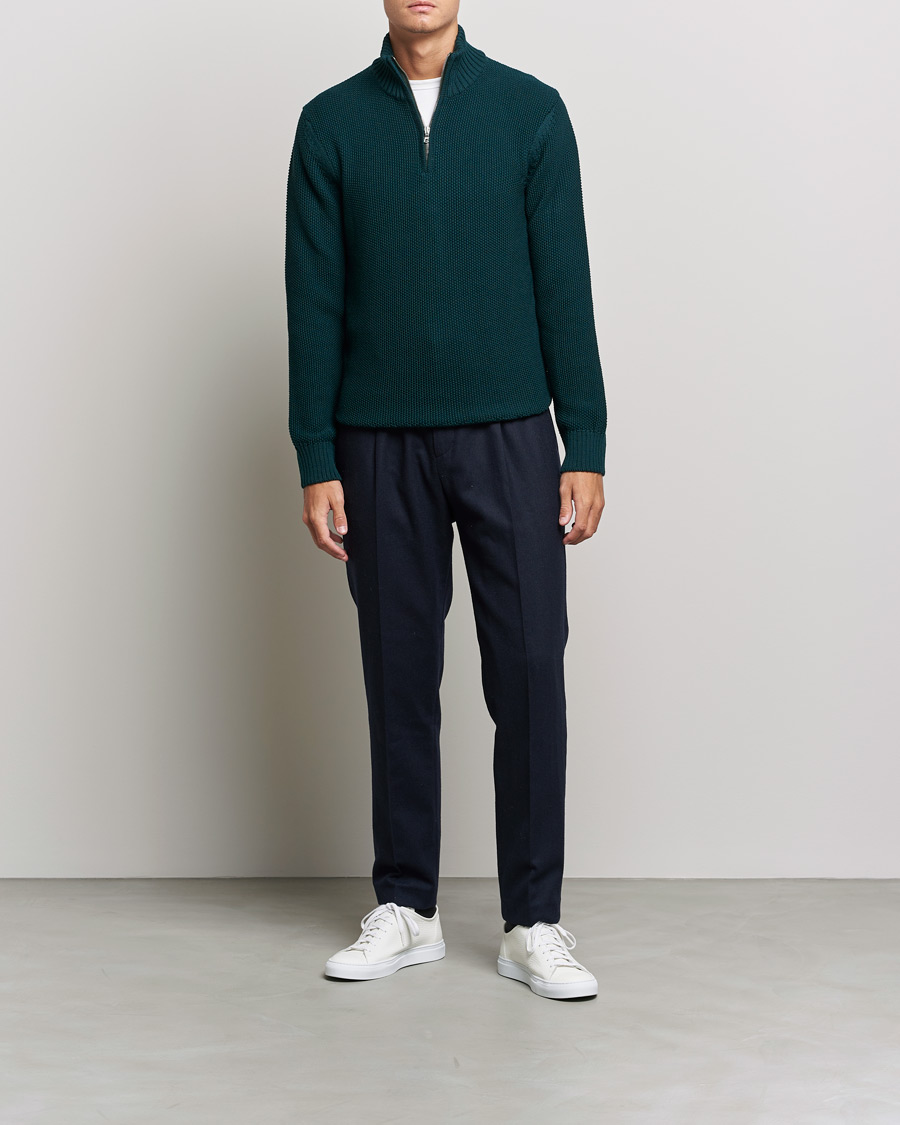 Herr | Orlebar Brown | Orlebar Brown | Lennard Merino Waffle Half Zip Bristlecone Pine