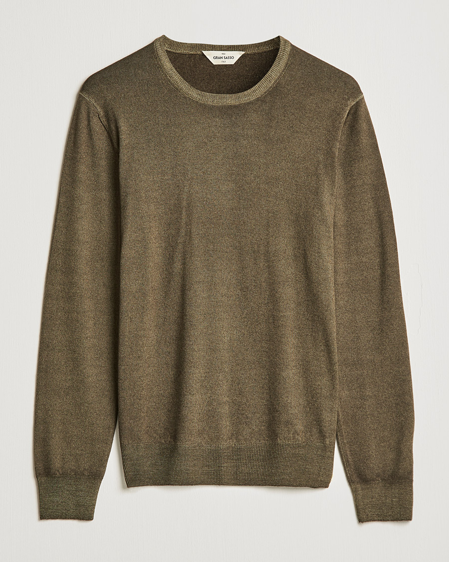 Herr | Tröjor | Gran Sasso | Vintage Merino Fashion Fit Crew Neck Pullover Green