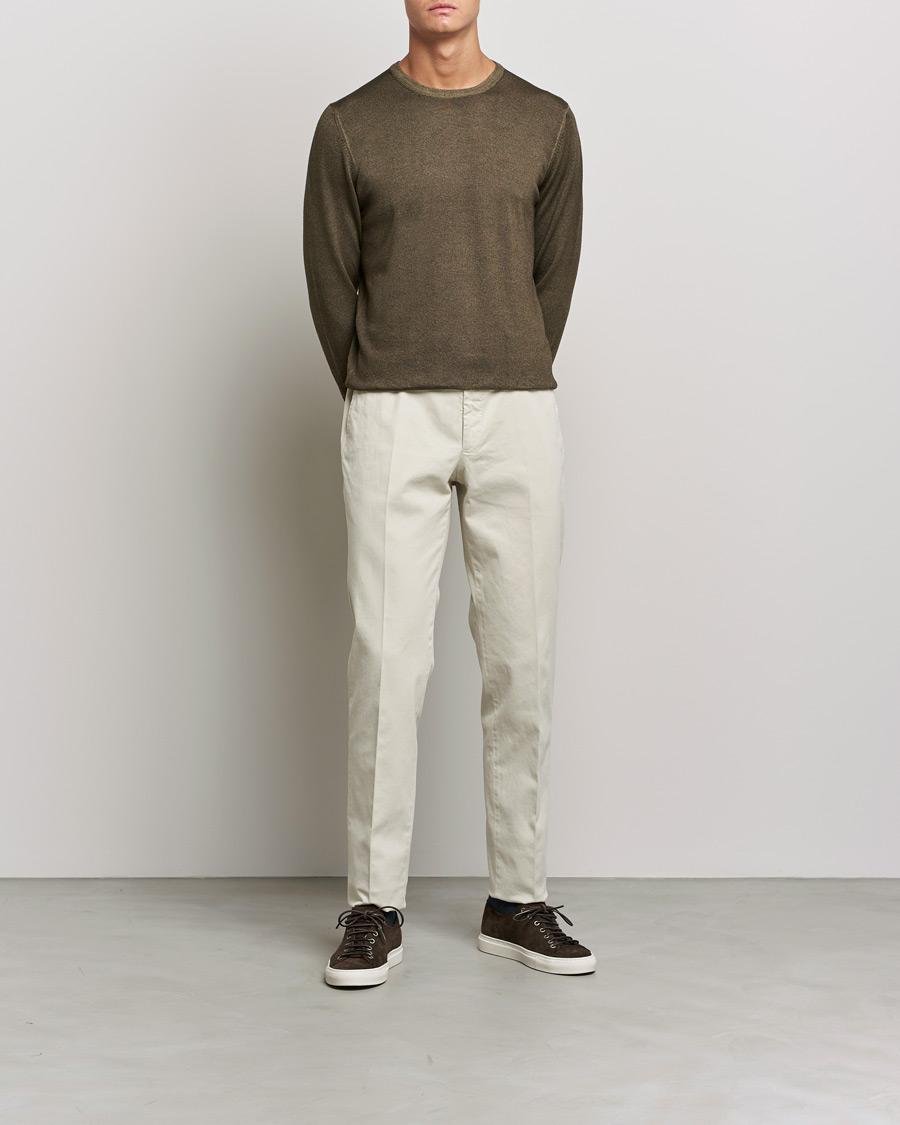 Herr | Tröjor | Gran Sasso | Vintage Merino Fashion Fit Crew Neck Pullover Green